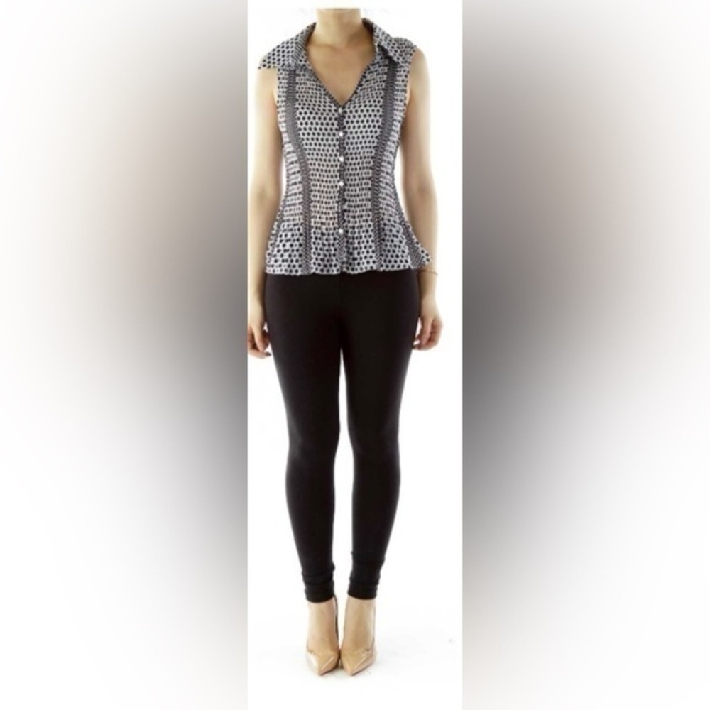 Allison Taylor
Black White Elastic Polka-Dot V-Neck Blouse medium